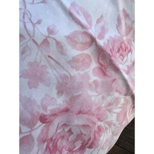 VTG Ralph Lauren QUEEN Flat Sheet Pink White Floral Flowers Roses Shabby -Read-